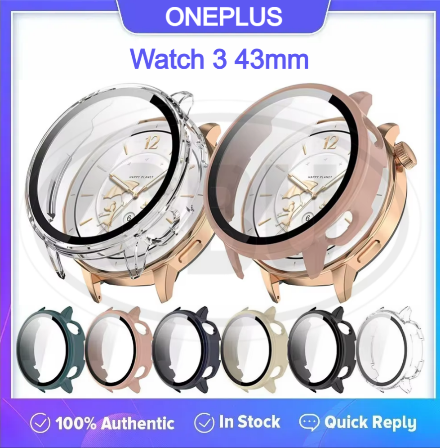 Oneplus Watch 3 43mm / Oneplus 3 43mm Sarung Full Built-in Tempered Glass Cover
