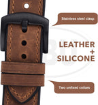Genuine Leather Watch Band Strap for model Amazfit / Coros / Fossil / Garmin / Huawei / Realme / Samsung / Xiaomi / Mobvoi