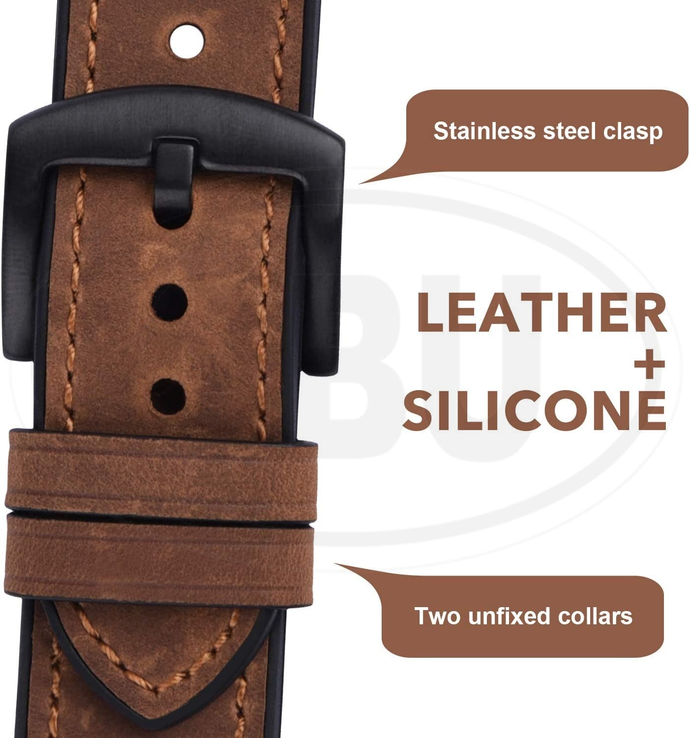 Genuine Leather Watch Band Strap for model Amazfit / Coros / Fossil / Garmin / Huawei / Realme / Samsung / Xiaomi / Mobvoi