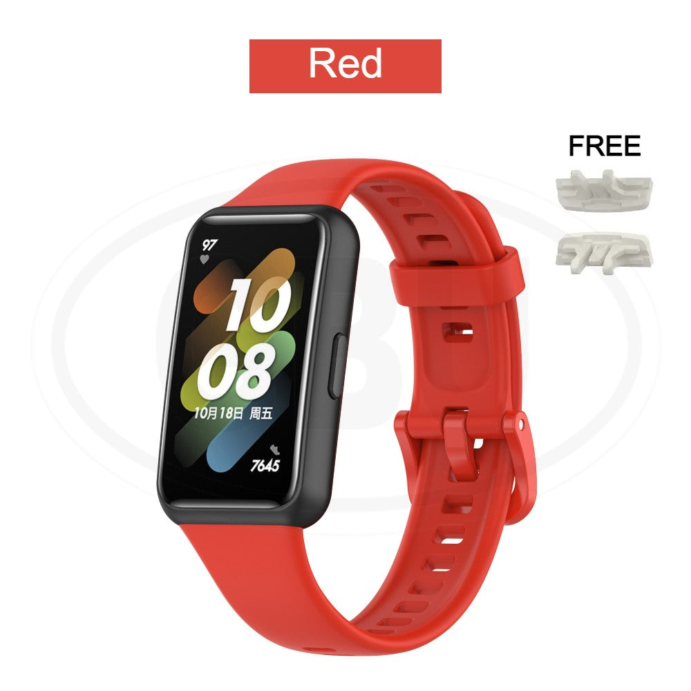 Huawei Band 7 / Huawei Band7 Smart Watch Soft Silicone Replacement Strap Band - Full Color Buckle