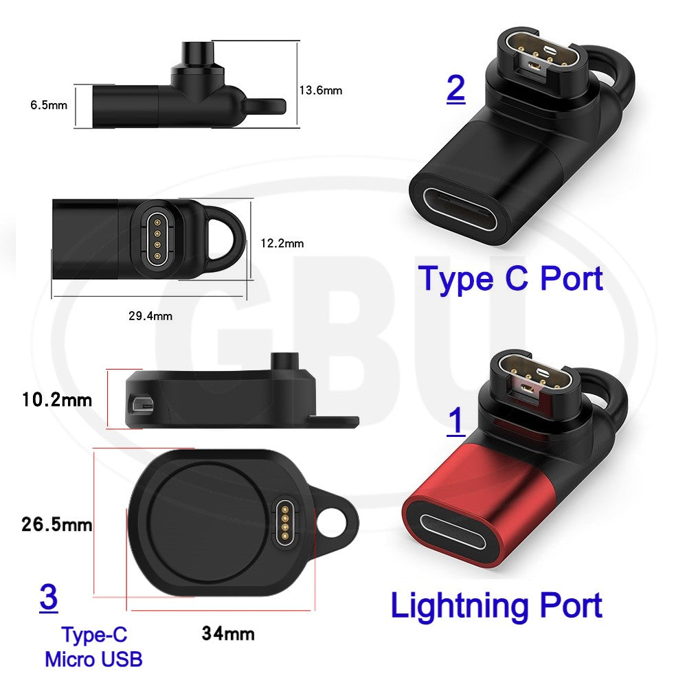 Garmin Charger Adapter for Type C / Lighting / Micro USB Cable Charger Converter Charging Adapter