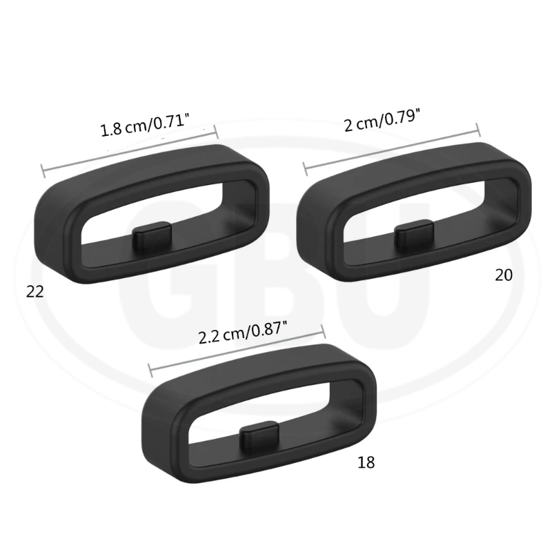 Rubber Silicone Watch Band Strap Ring Loop Holder Watch Strap Keeper Free Loop Strap Loop Keeper - 18mm / 20mm / 22mm