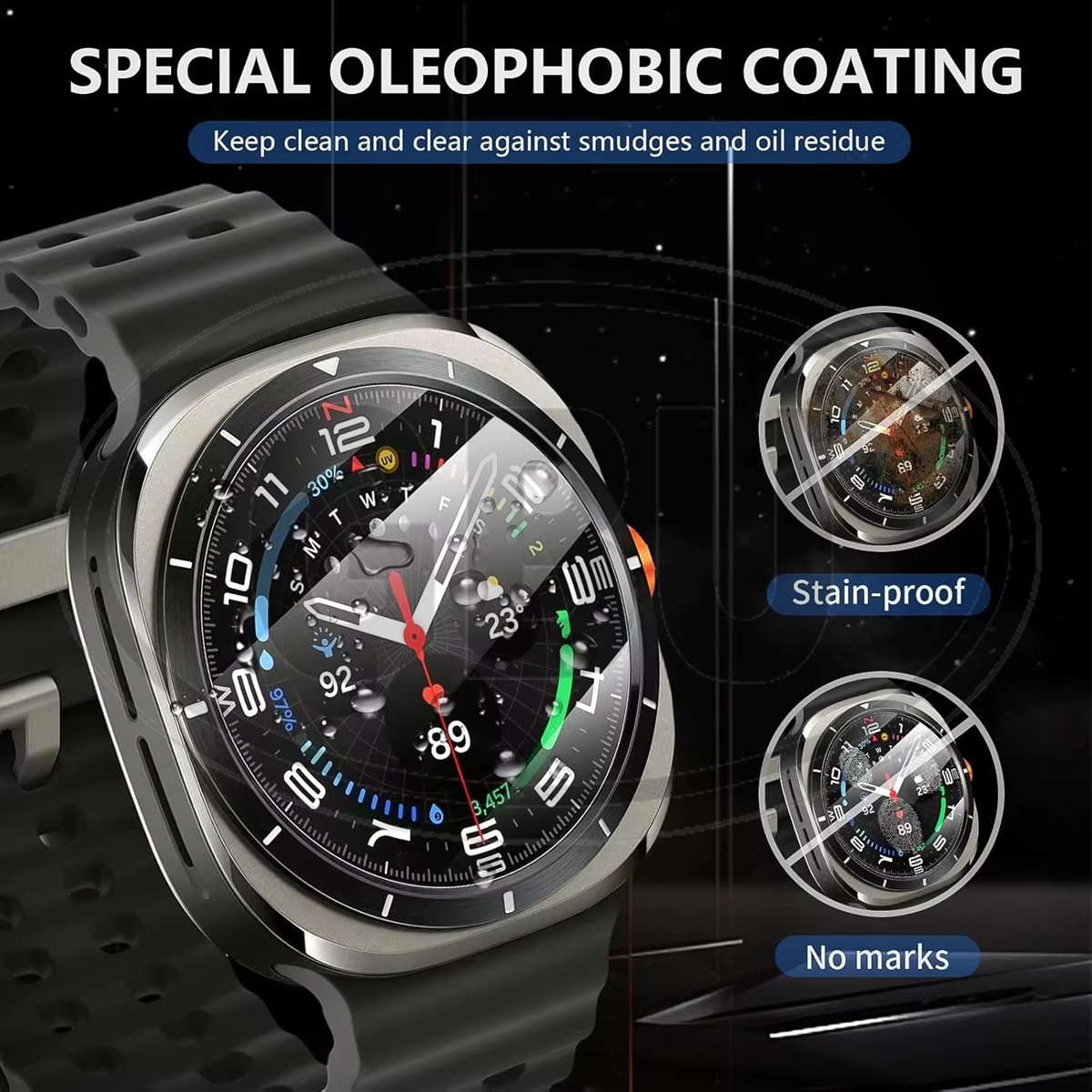 < 2pcs > Samsung Galaxy Watch Ultra (2025) - 47mm / Samsung Ultra Watch 47mm Screen Protector HD Tempered Glass
