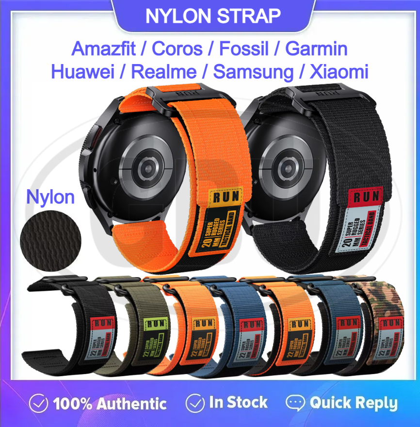 Nylon Watch Band Strap for model Amazfit / Coros / Fossil / Garmin / Huawei / Realme / Samsung / Xiaomi