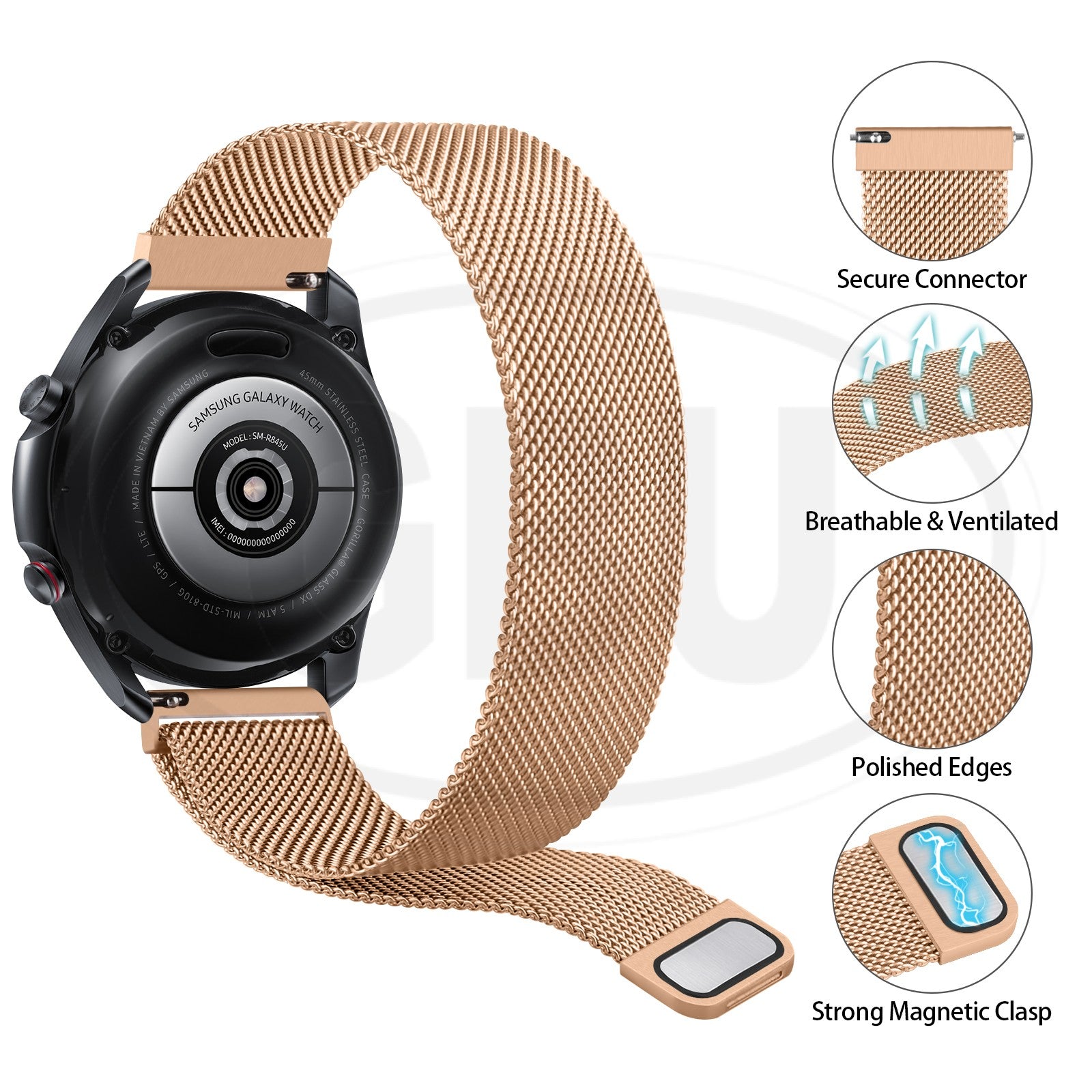 Milan Stainless Steel Mesh Loop Watch Strap Band for model Amazfit / Coros / Fossil / Garmin / Huawei / Realme / Samsung