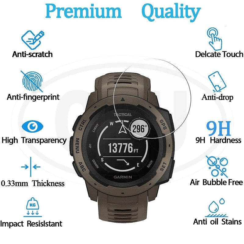 [2pcs] Garmin Instinct 2x Solar Screen Protector HD Tempered Glass
